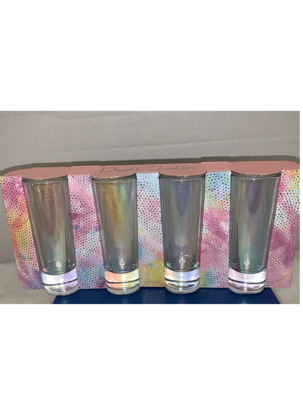 🎄🧑‍🎄Glam Shot Glasses Set of 4 Dwell New York Iridescent Cocktail Party NWT